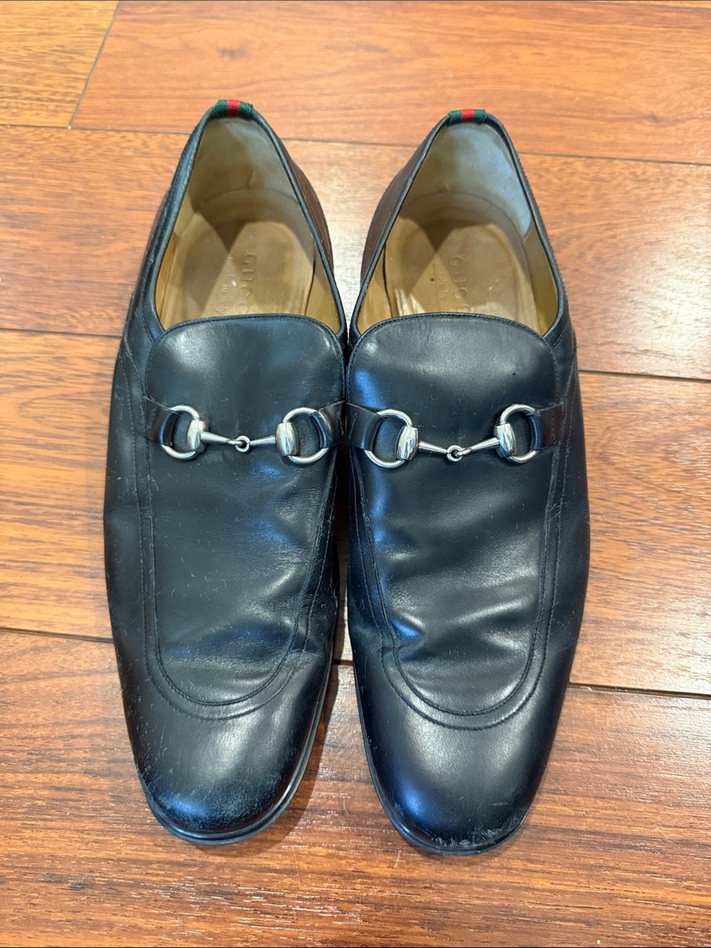 100% authentic Gucci Black Leather Men’s Horsebit Loafers size 9.5